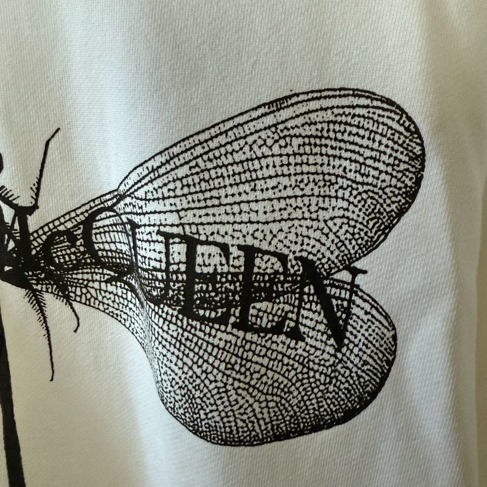 Alexander McQueen Dragonfly Graphic Sweatshirt White Designer Logo Size XL